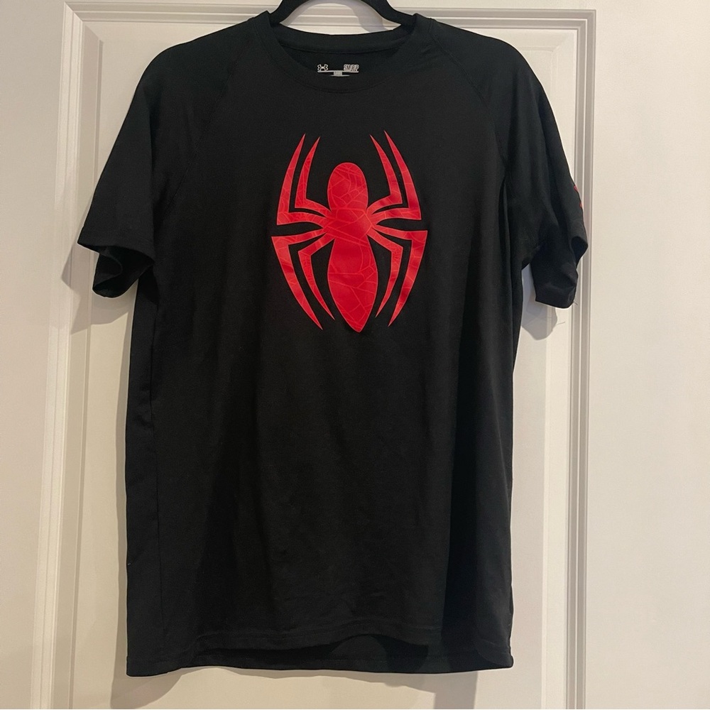 Men’s Under Armour Marvel Spider-Man HeatGear Black Compression Shirt SZ small